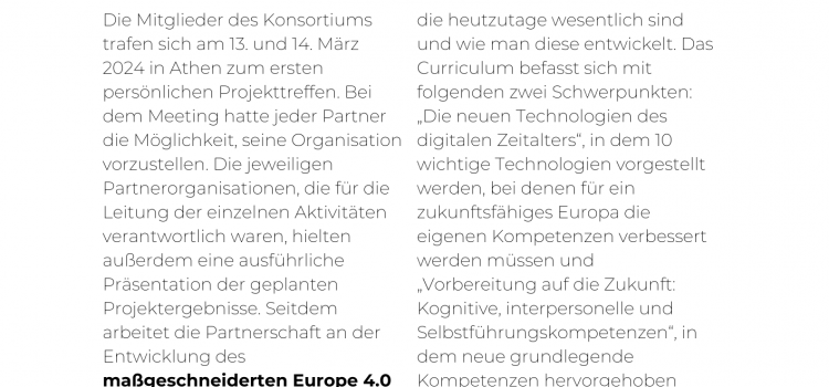 Pressemitteilung #1 – Offizieller Beginn von Europe 4.0 Digital Citizens